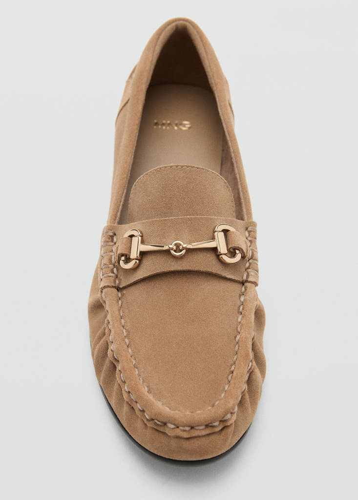 Suede moccasins with buckle — Medium Brown