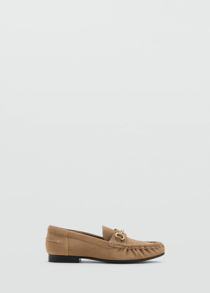 Suede moccasins with buckle — Medium Brown