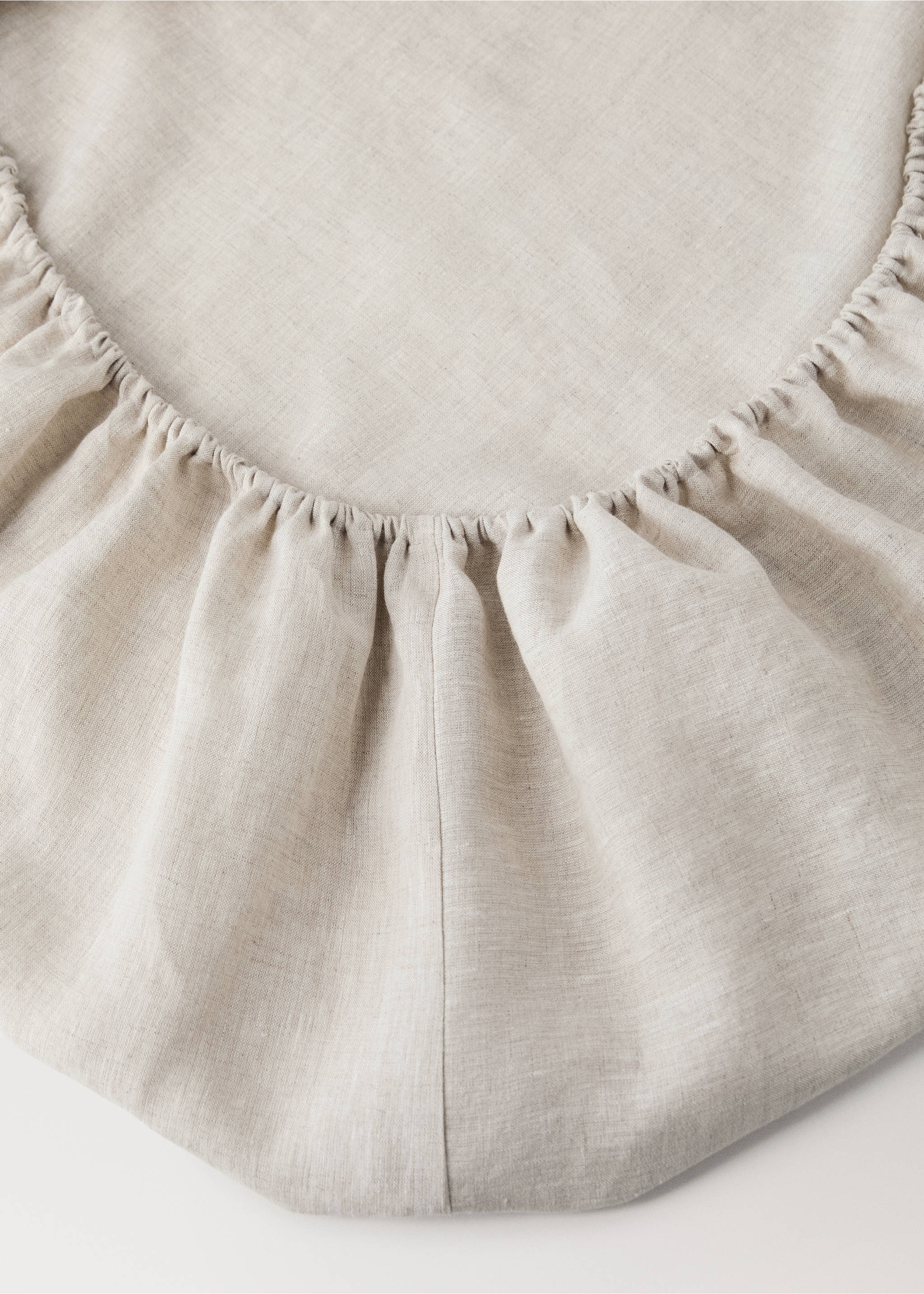 Washed linen children's fitted sheet for 90 cm bed - Details of the article 1, Beige. Ref: 17055167-00.