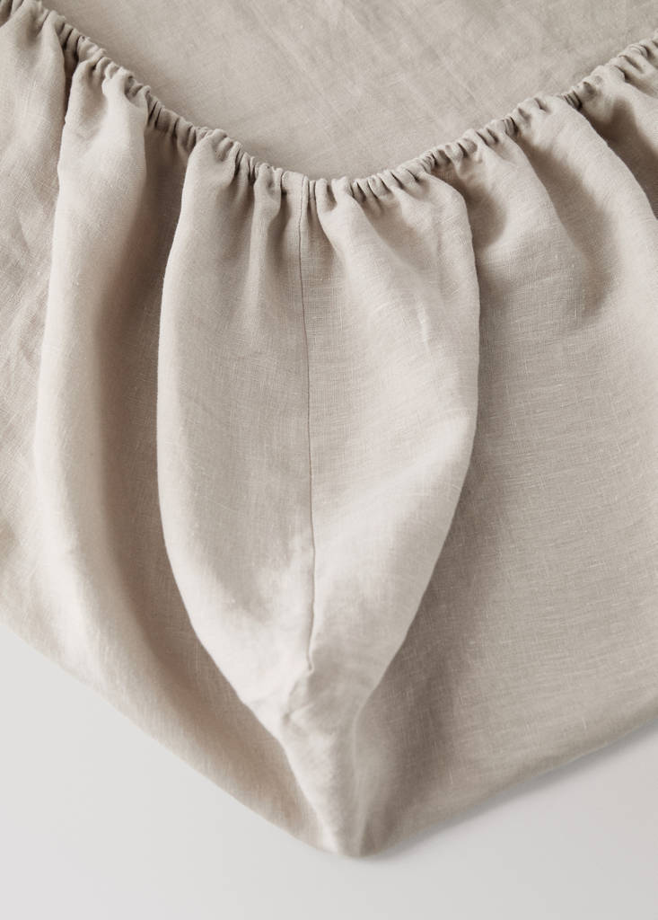 Washed linen children's fitted sheet for 90 cm bed — Medium Brown
