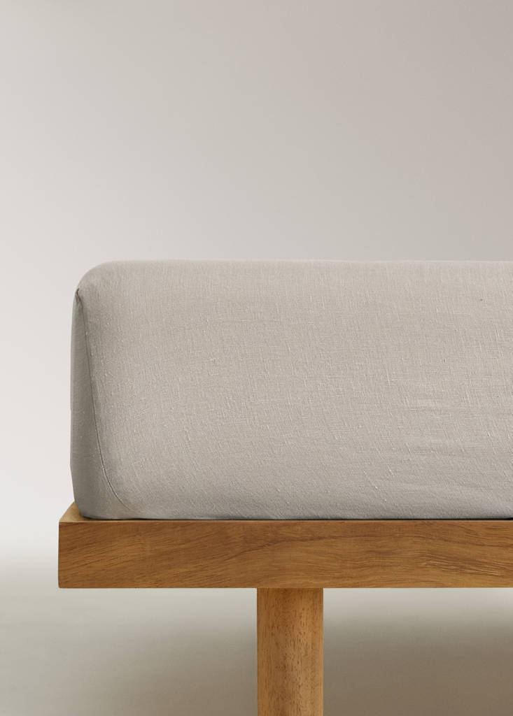Washed linen children's fitted sheet for 90 cm bed — Medium Brown