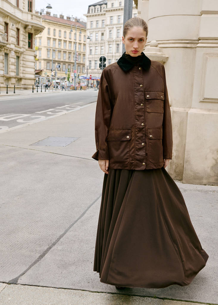 Wachs-Effekt-Parka mit Cordkragen — Tobacco-Braun