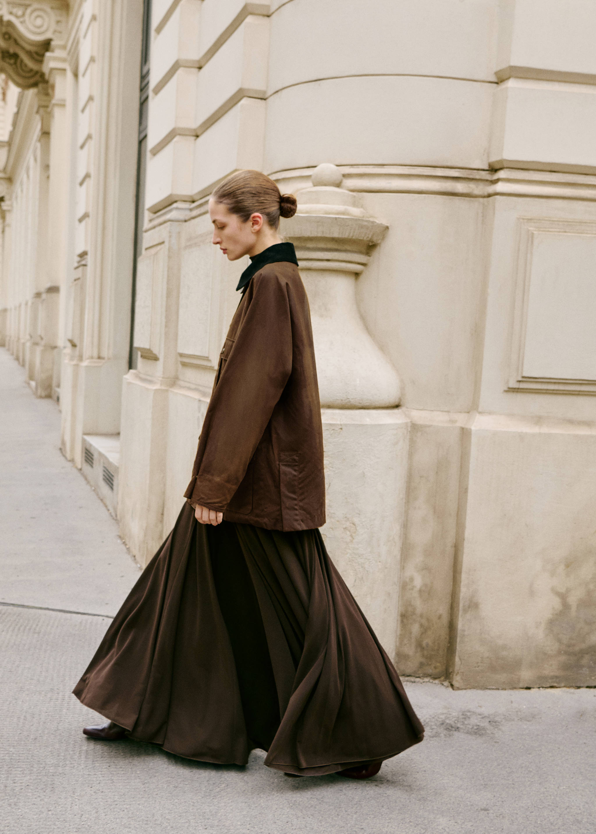 Waxed-effect parka with corduroy collar - Medium plane