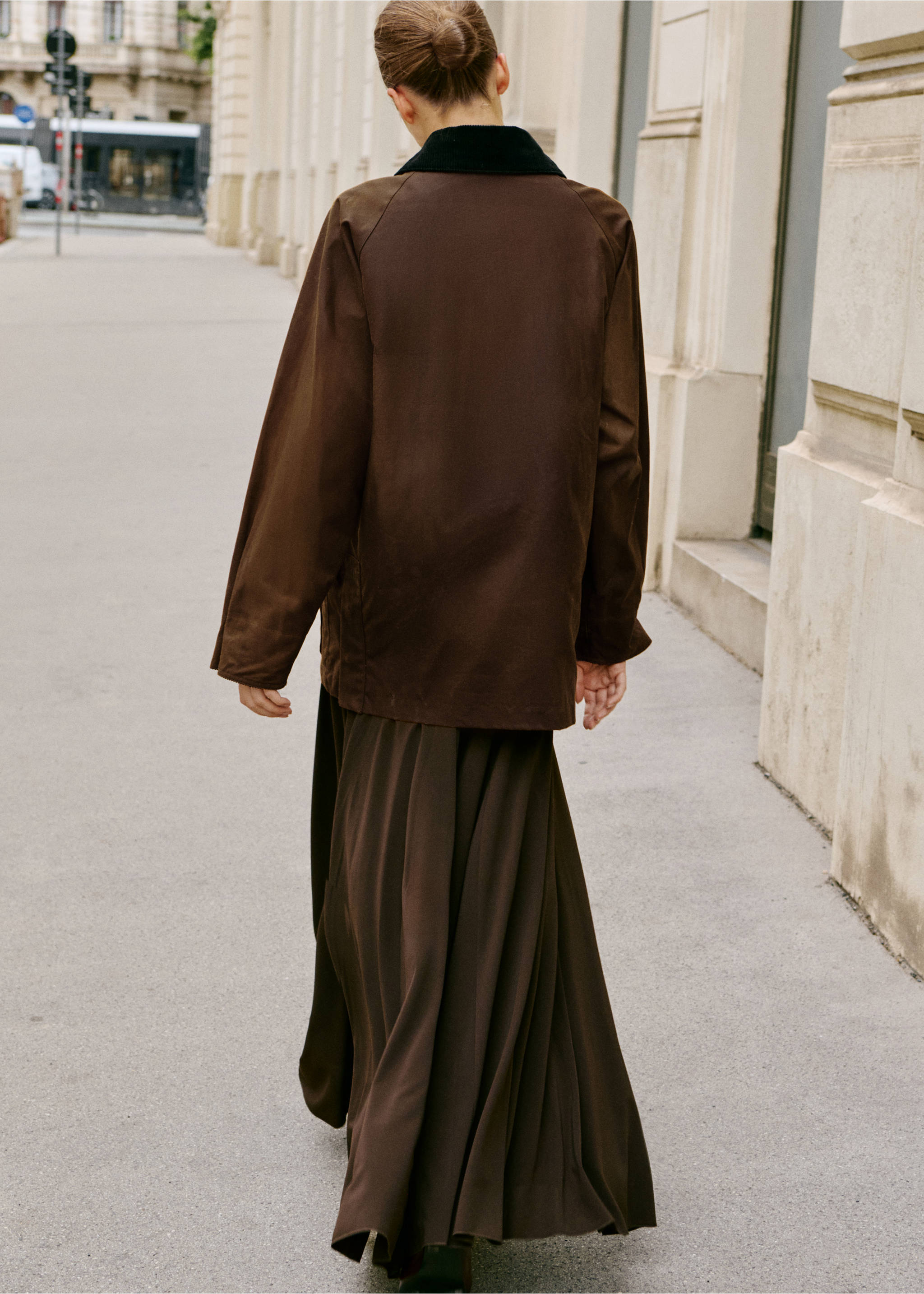 打蜡效果灯芯绒领派克外套 - null, 烟草棕. Ref: 17055790-00.