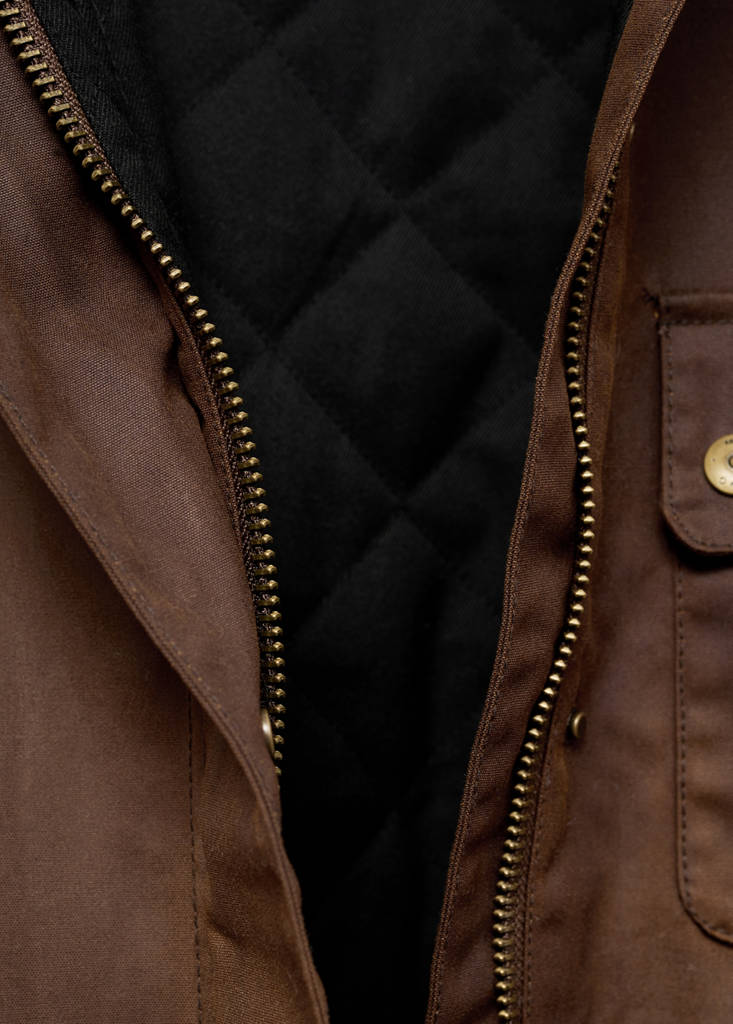 Wachs-Effekt-Parka mit Cordkragen — Tobacco-Braun