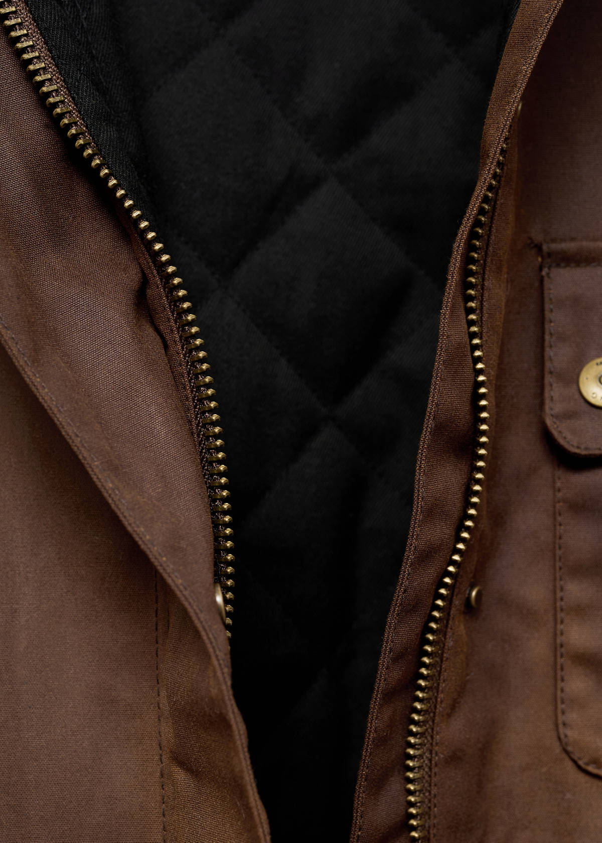 Wachs-Effekt-Parka mit Cordkragen — Tobacco-Braun
