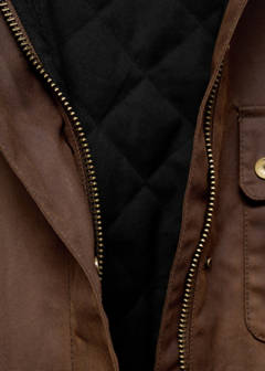 Wachs-Effekt-Parka mit Cordkragen — Tobacco-Braun 6
