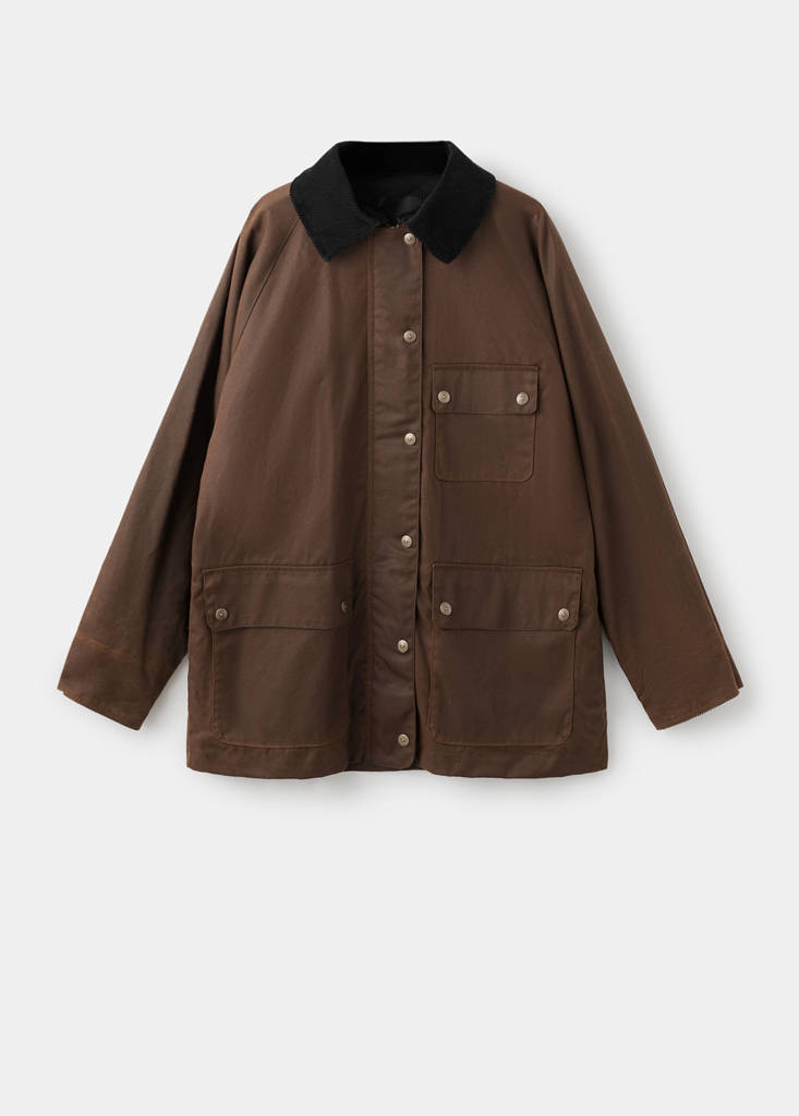 Wachs-Effekt-Parka mit Cordkragen — Tobacco-Braun