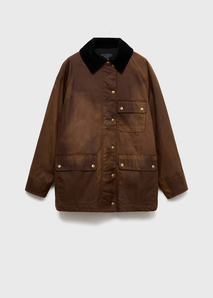 Wachs-Effekt-Parka mit Cordkragen — Tobacco-Braun