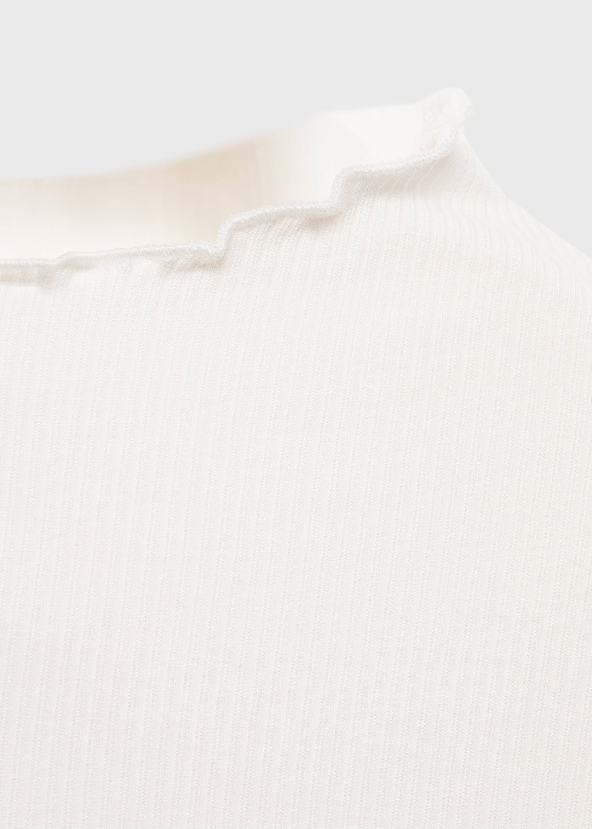 Ribbed t-shirt with scalloped trim - Details of the article 8, White. Ref: 17055798-00.