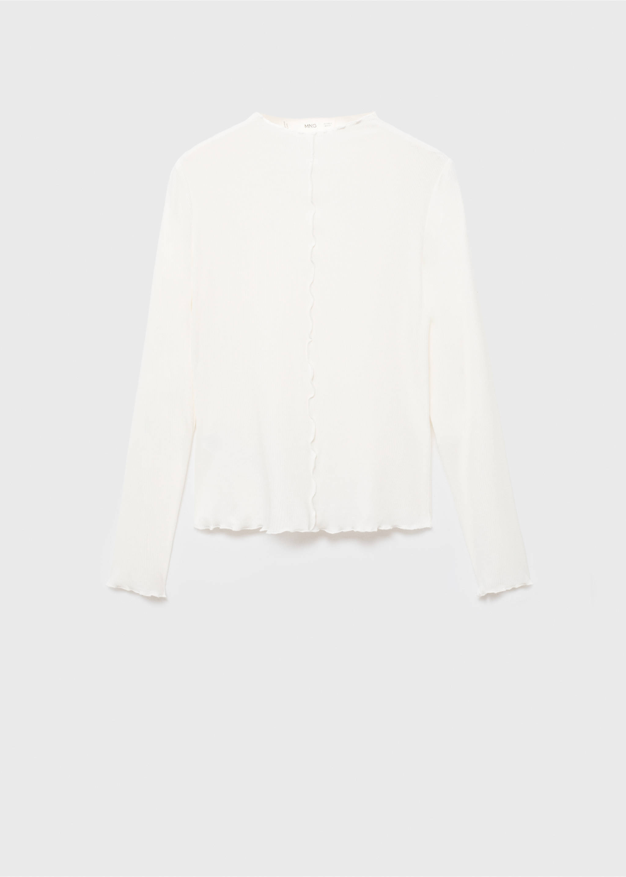 Ribbed t-shirt with scalloped trim - Article without model, White. Ref: 17055798-00.
