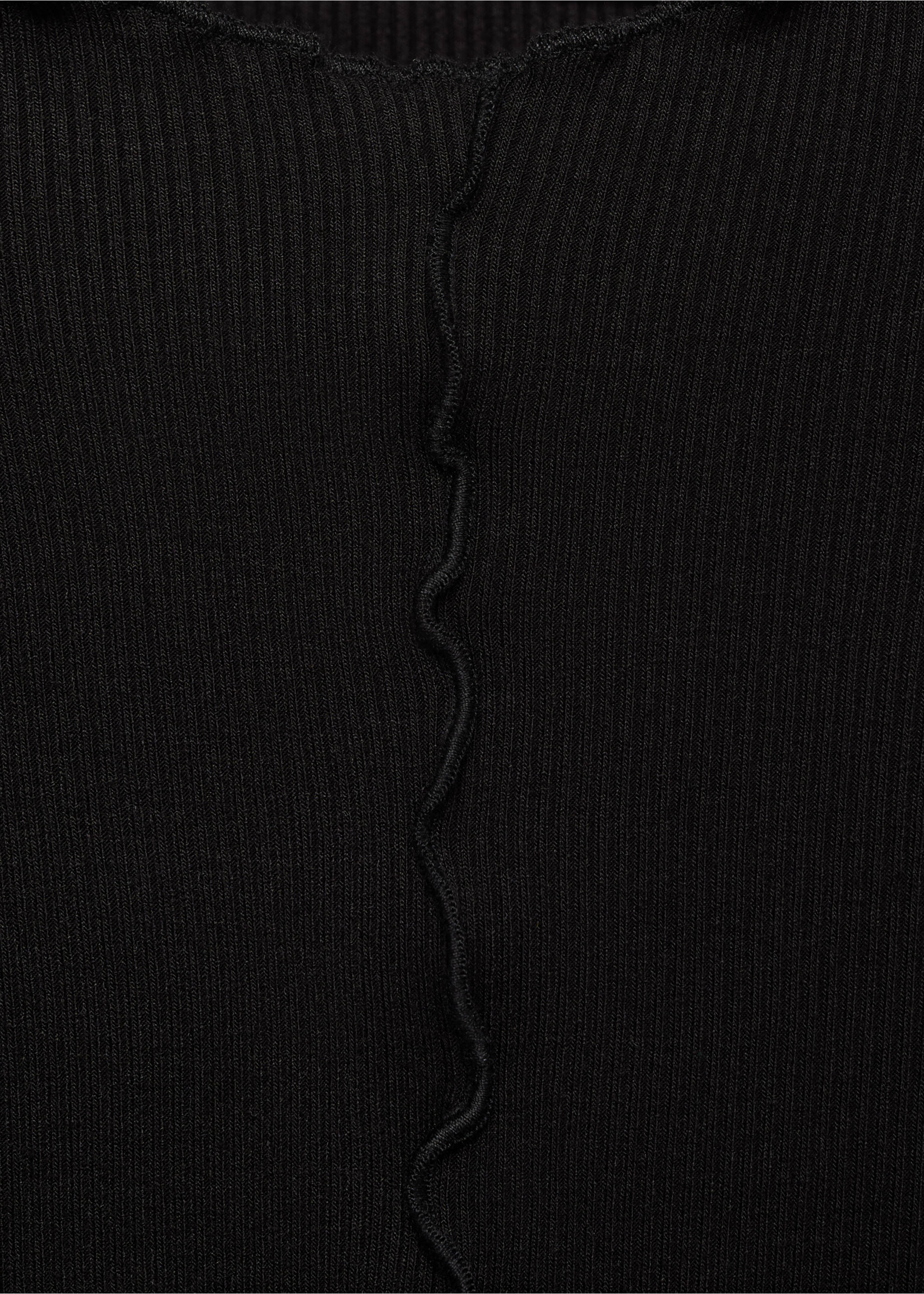 Ribbed t-shirt with scalloped trim - Details of the article 8, Black. Ref: 17055798-00.