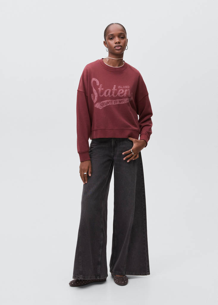 Printed cotton sweatshirt — Maroon