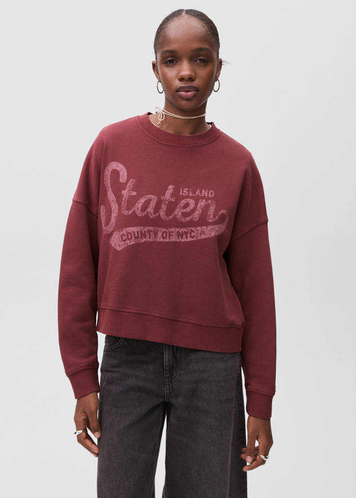 Printed cotton sweatshirt — Maroon