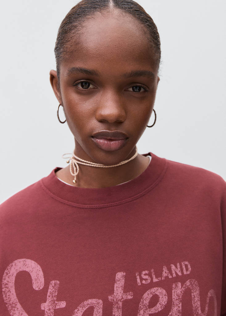 Printed cotton sweatshirt — Maroon
