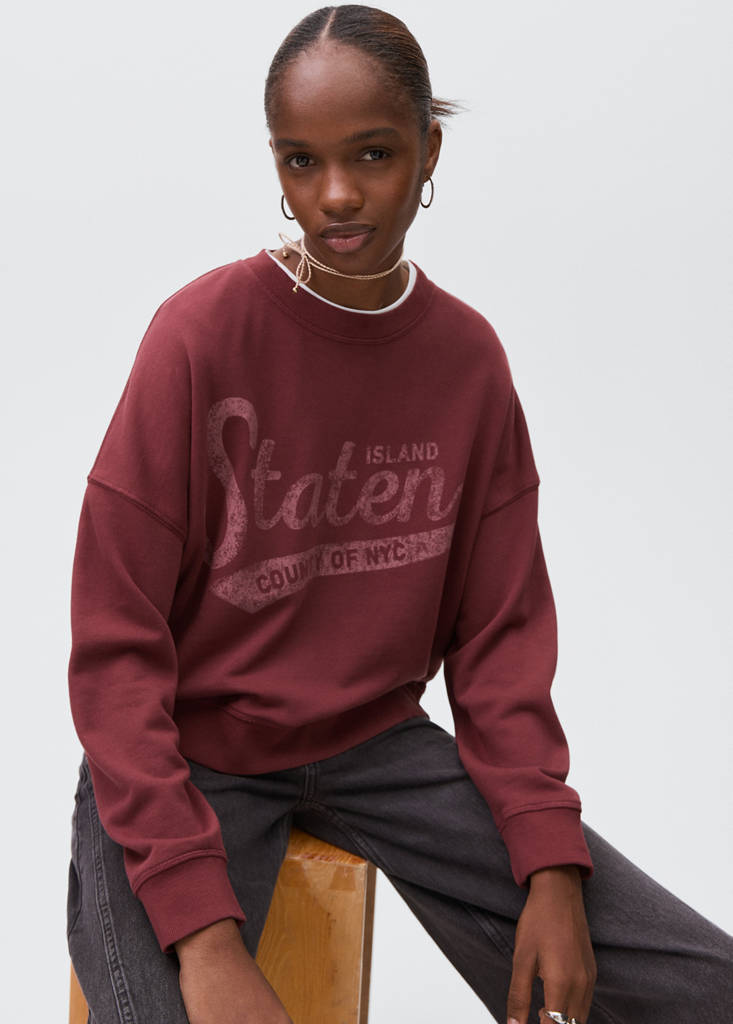 Printed cotton sweatshirt — Maroon