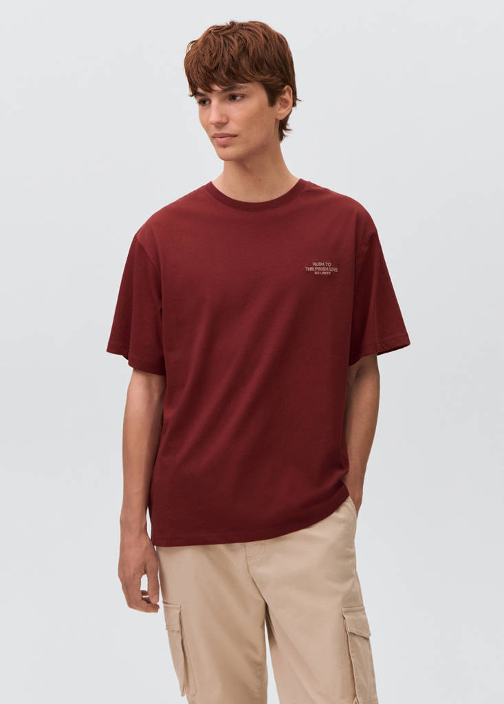 Printed cotton-blend t-shirt — Maroon