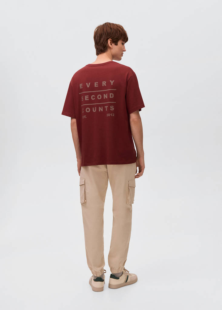 Printed cotton-blend t-shirt — Maroon