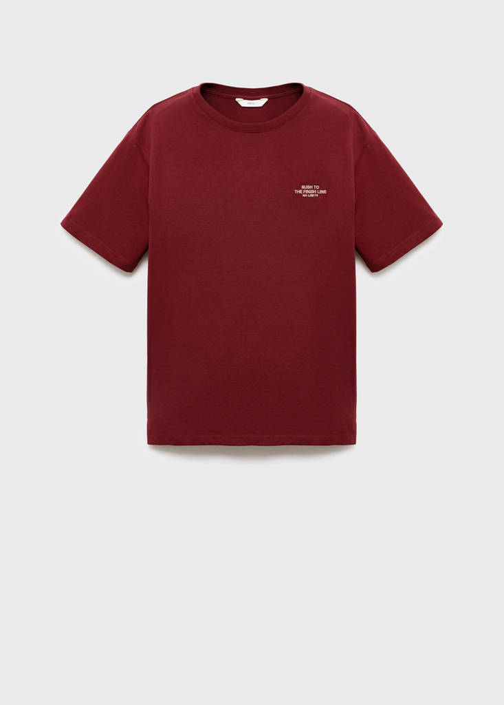 Printed cotton-blend t-shirt — Maroon