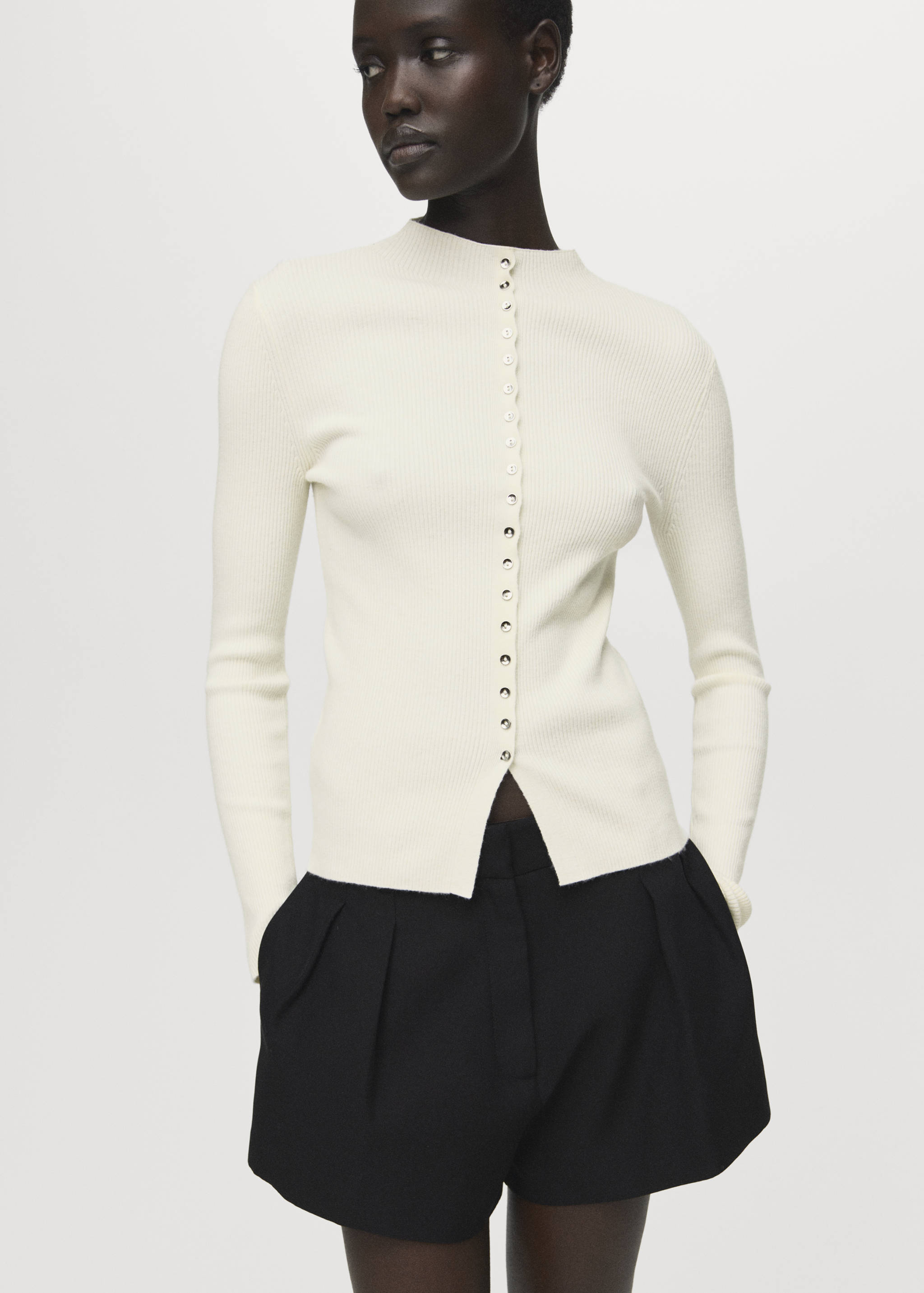 Ζακέτα λεπτή πλέξη rib - Μεσαίο πλάνο