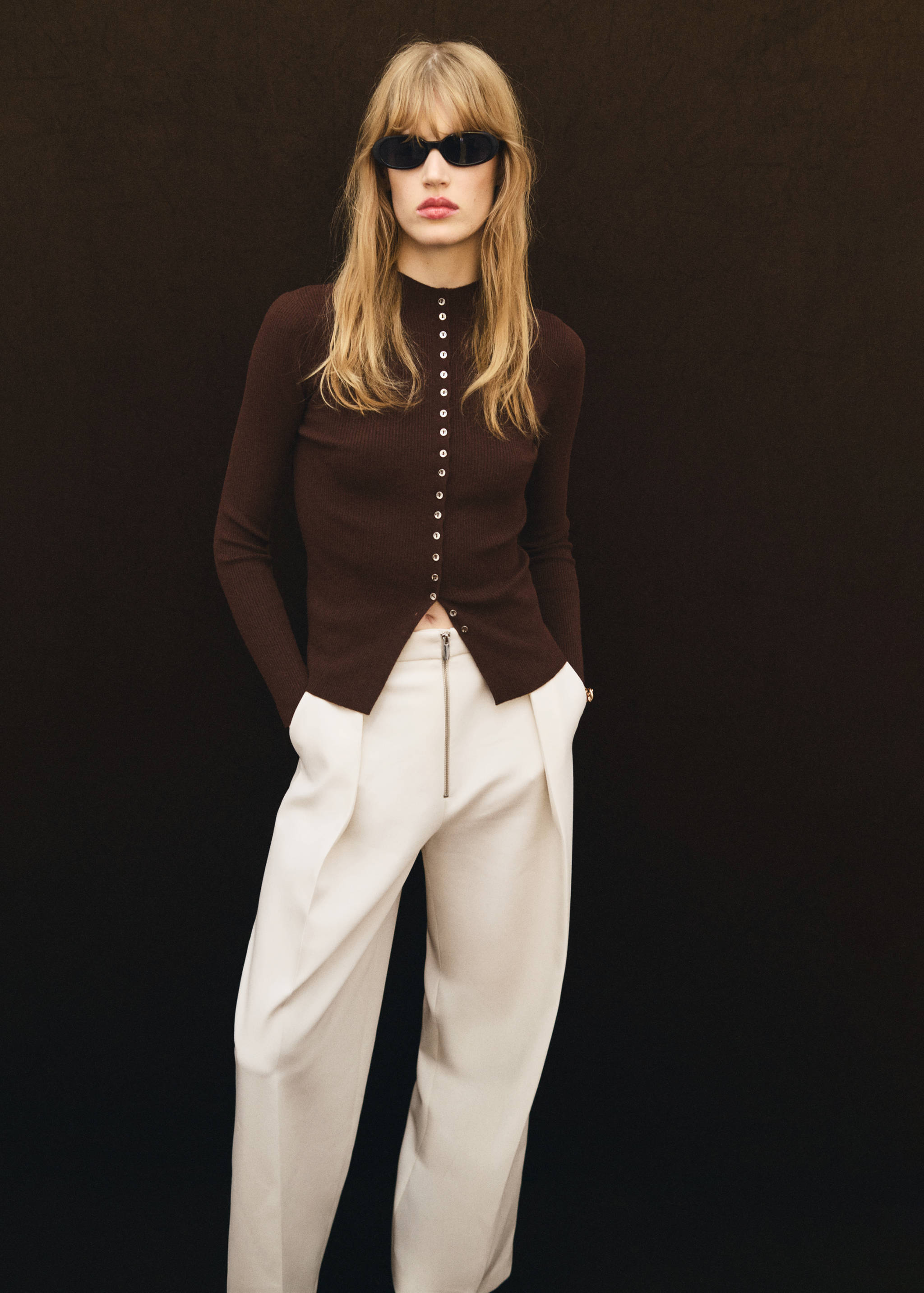 Ζακέτα λεπτή πλέξη rib - Γενικό πλάνο