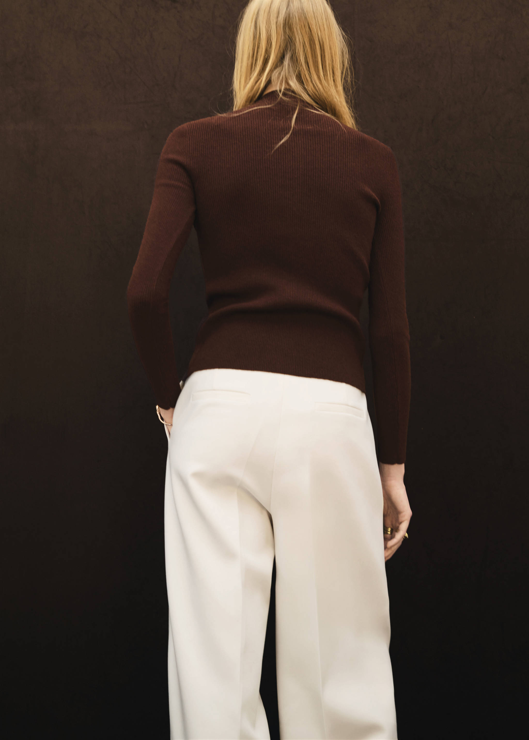 Ζακέτα λεπτή πλέξη rib - Πίσω όψη προϊόντος