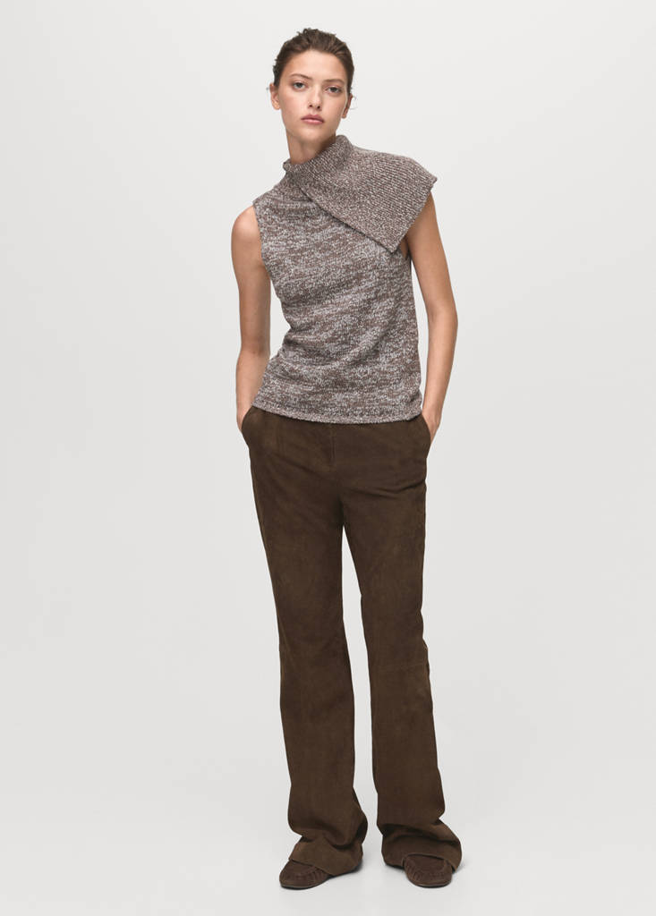 Waistcoat with mottled wrap collar — Light/Pastel Grey