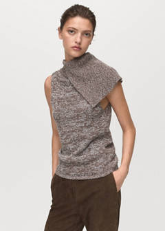Waistcoat with mottled wrap collar — Light/Pastel Grey 1