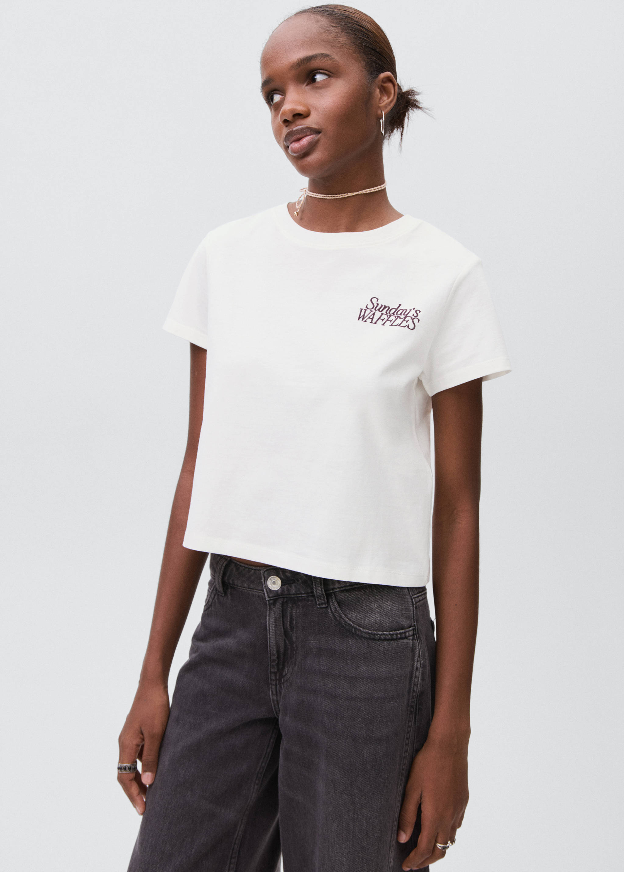 T-shirt algodão estampada - Plano médio