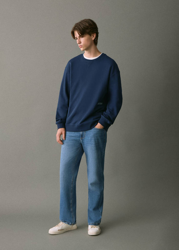 Printed cotton sweatshirt — Navy