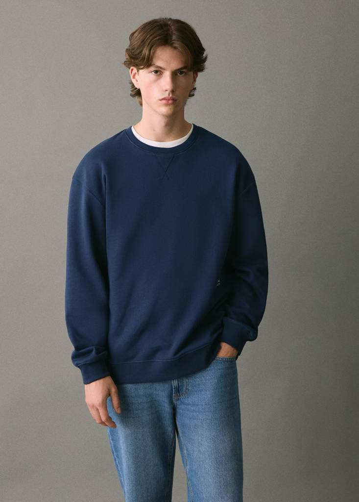 Printed cotton sweatshirt — Navy
