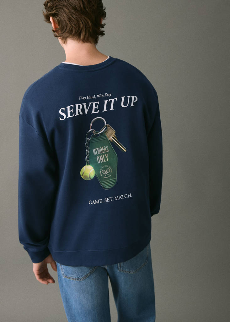 Printed cotton sweatshirt — Navy