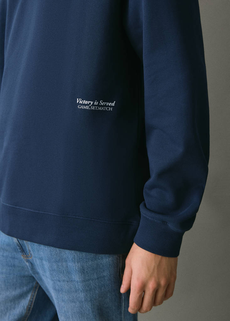 Printed cotton sweatshirt — Navy