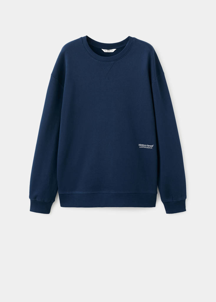 Printed cotton sweatshirt — Navy
