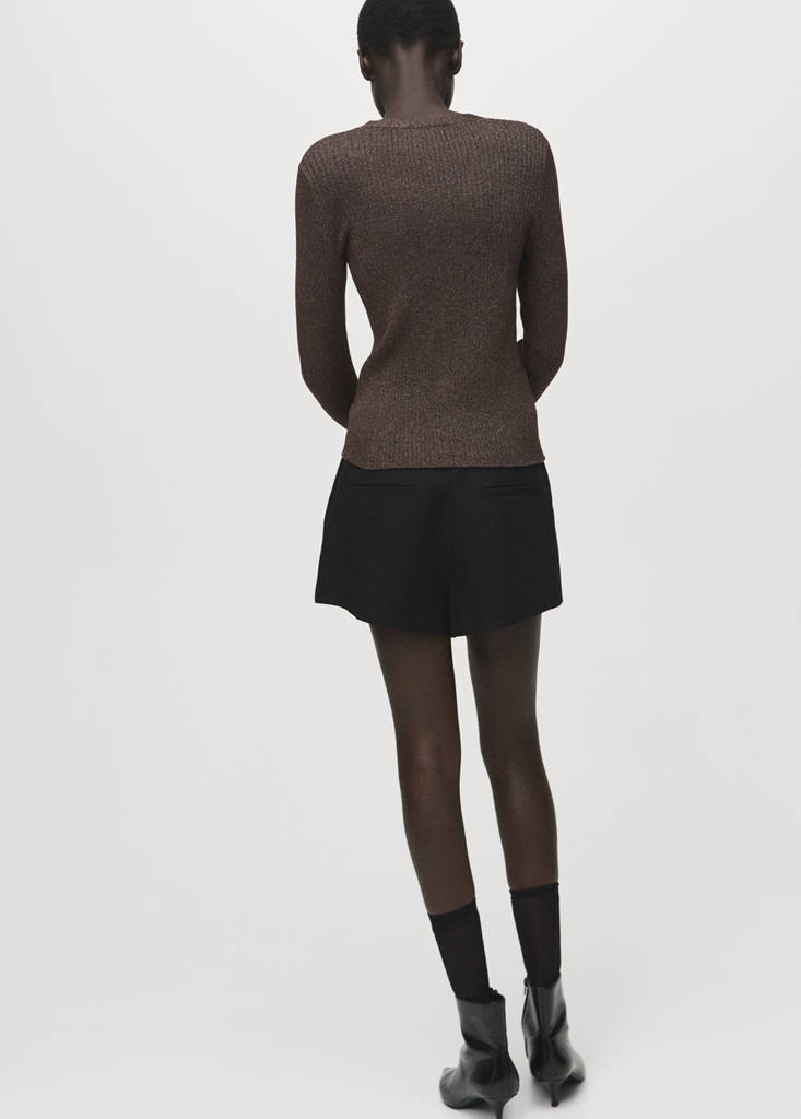 Ribbed knitted cardigan — Chocolate