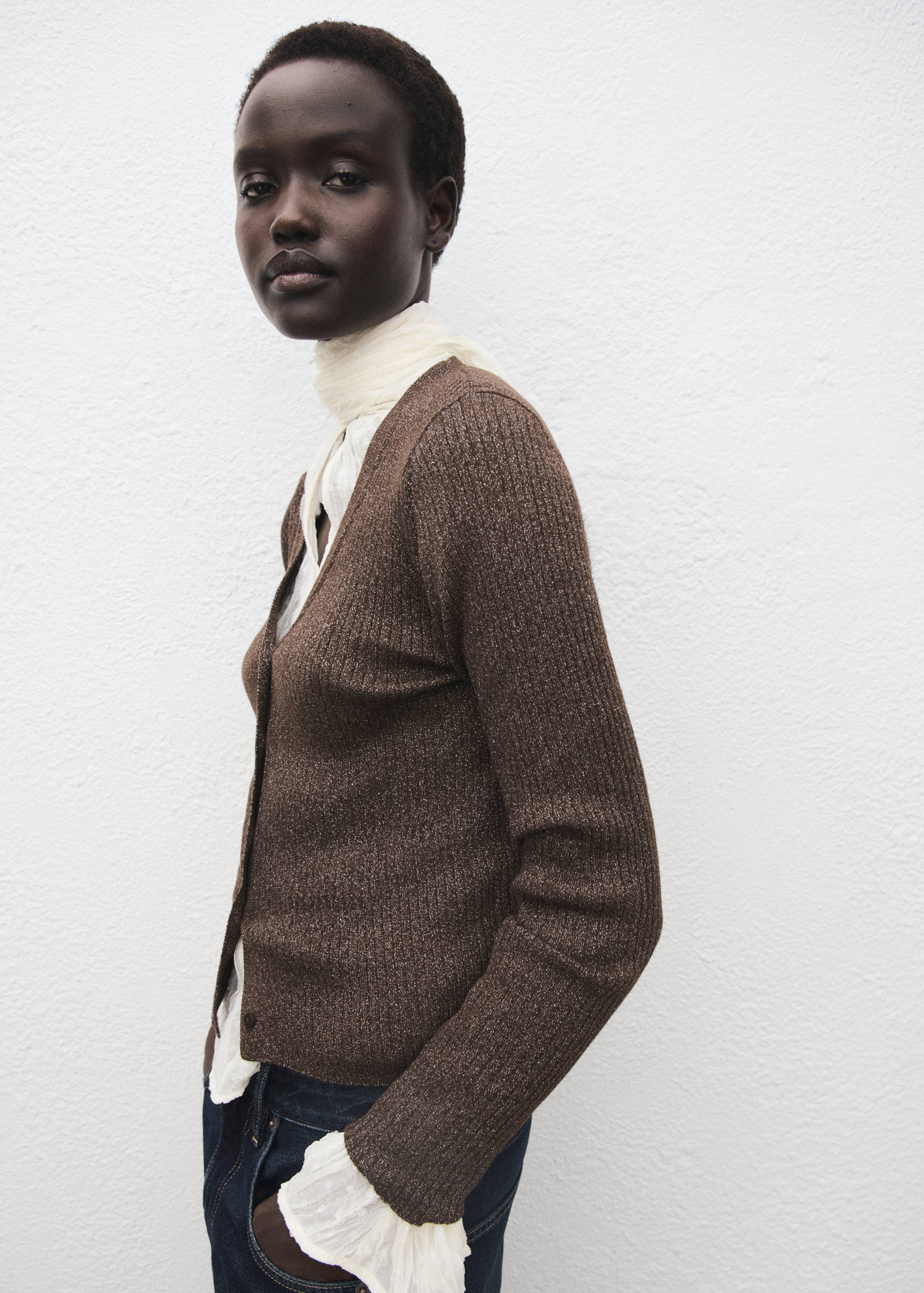 Ribbed knitted cardigan - Details of the article 6