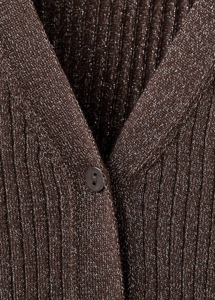 Ribbed knitted cardigan — Chocolate