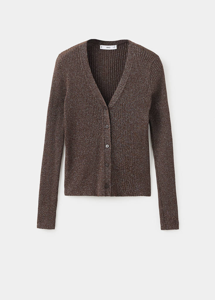 Ribbed knitted cardigan — Chocolate