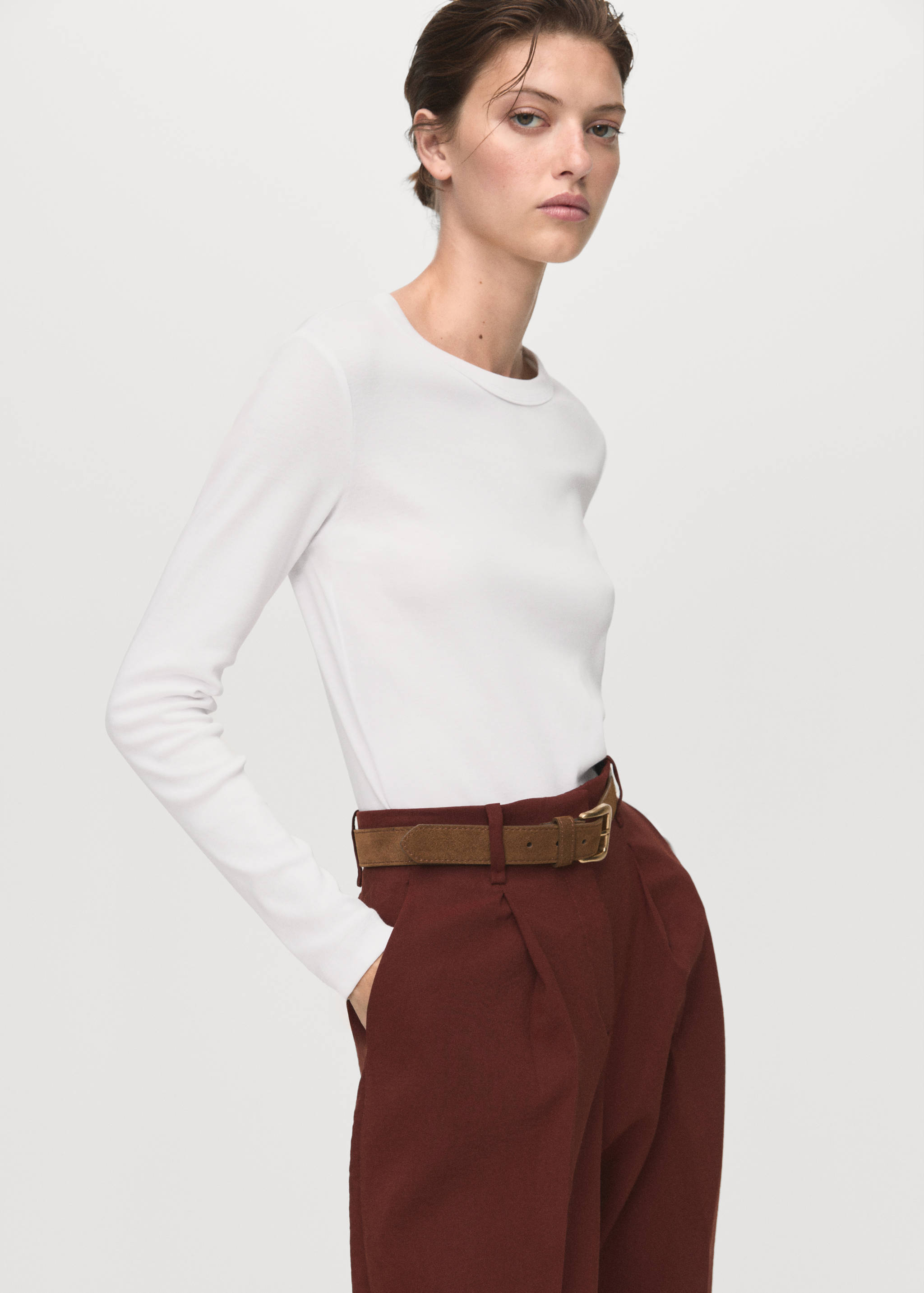 T-shirt coton manches longues - Plan moyen