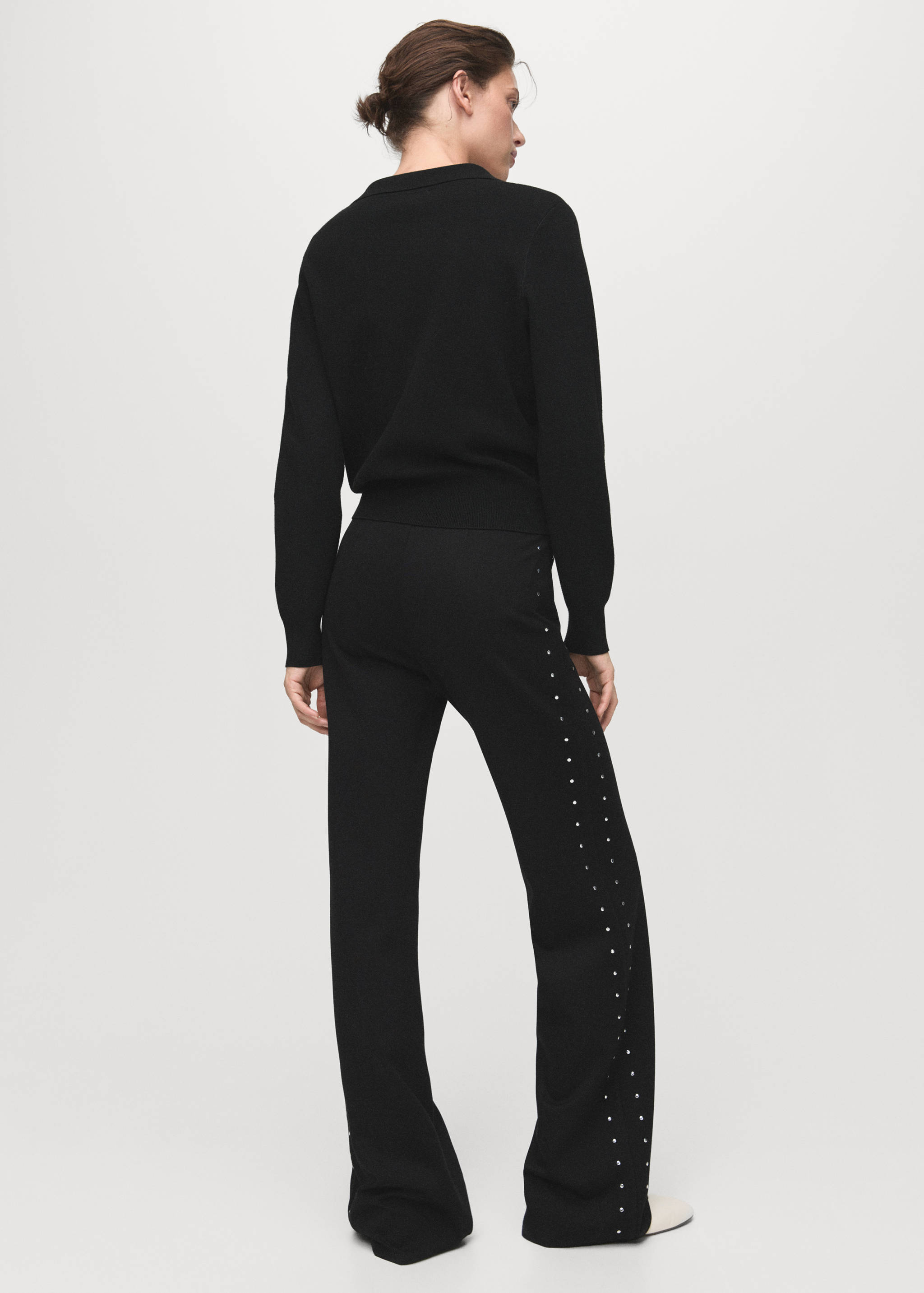 Straight leggings with rhinestones - Reverse of the article