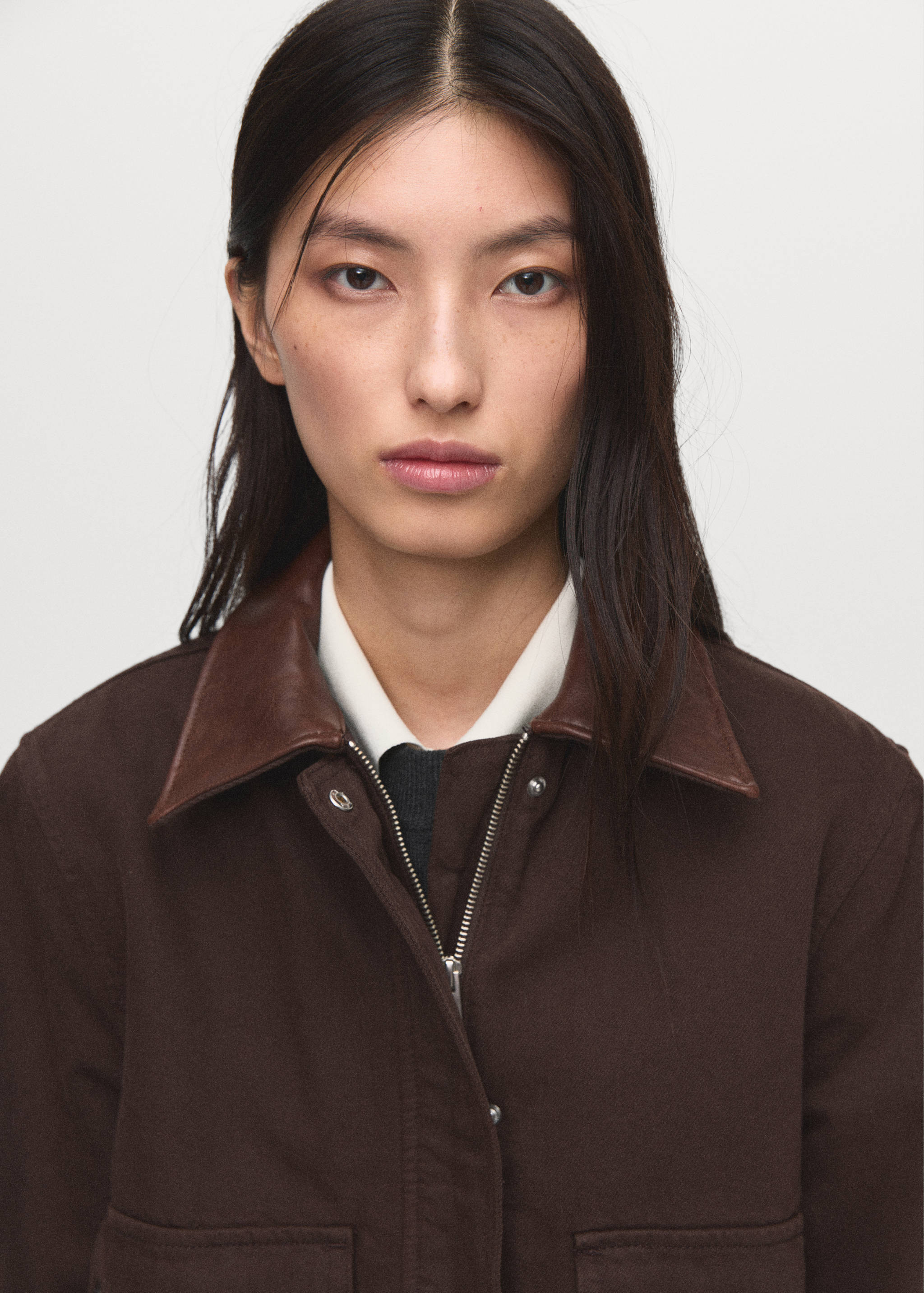 Parka en jean col en cuir synthétique - Détail de l'article 1