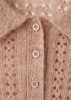 Openwork knitted polo-neck sweater — Medium Brown 7