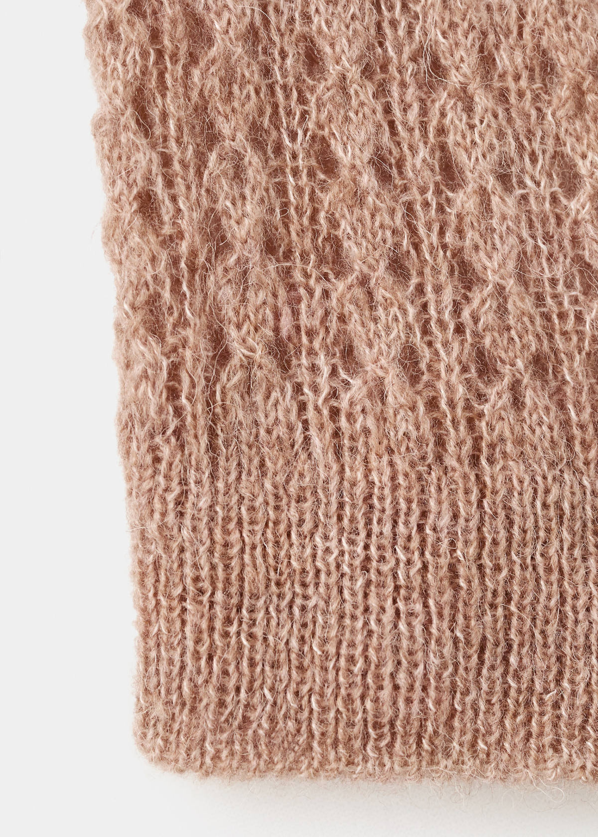 Openwork knitted polo-neck sweater — Medium Brown