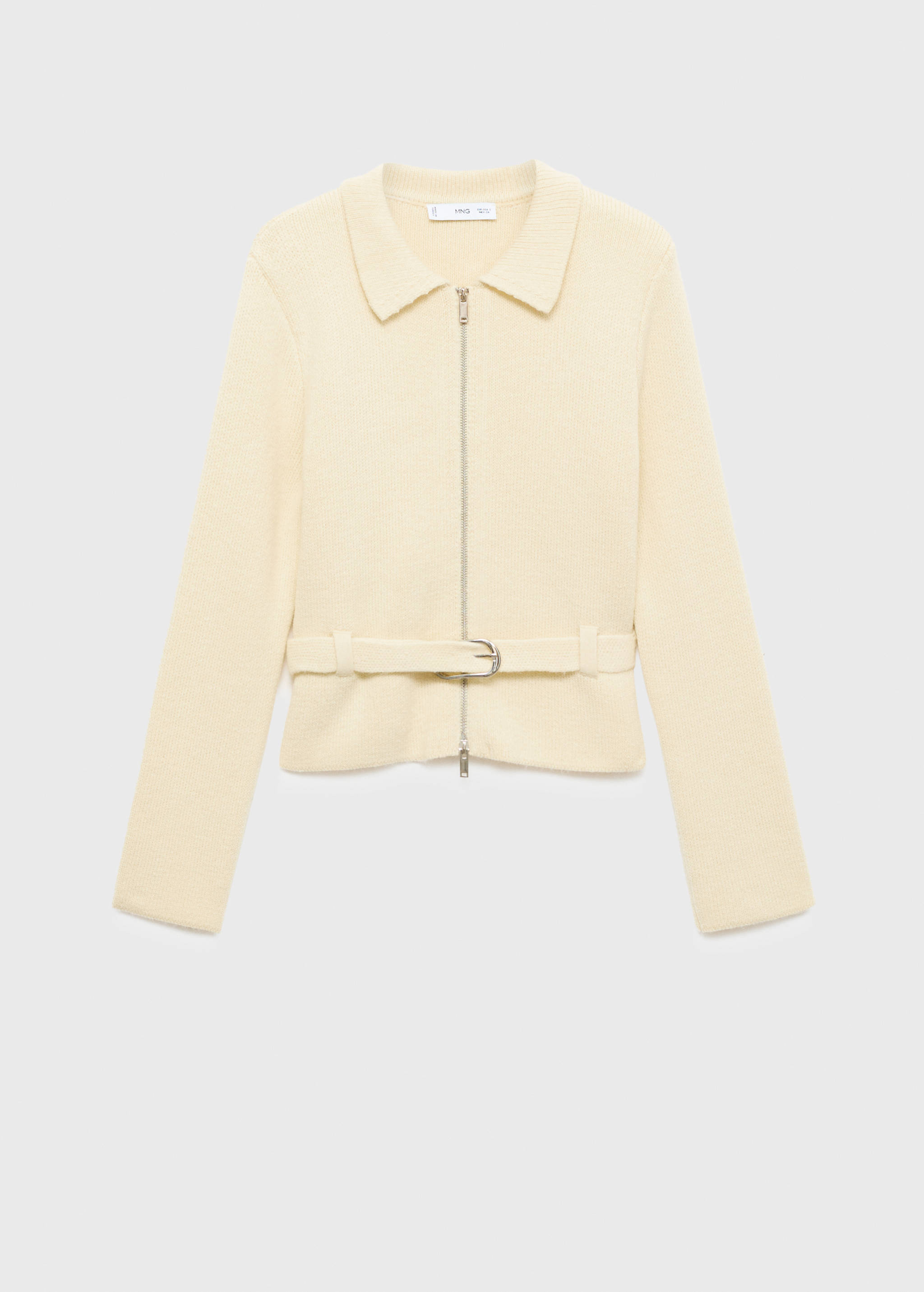 Knitted jacket with belt and buckle - Article without model