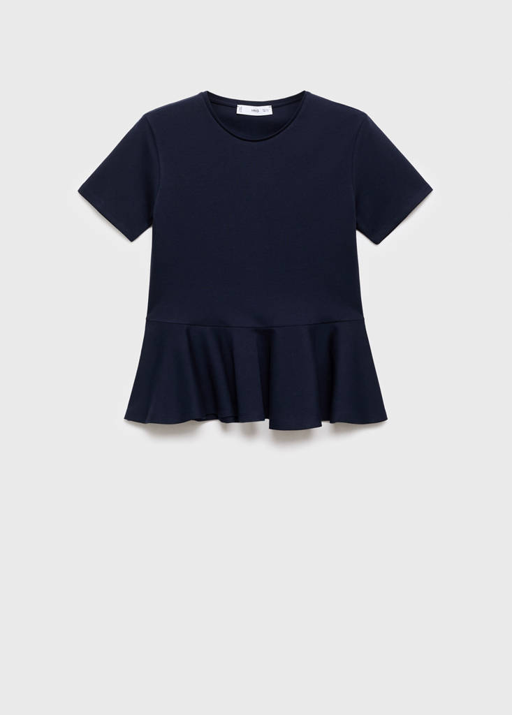 Short-sleeved peplum t-shirt — Navy