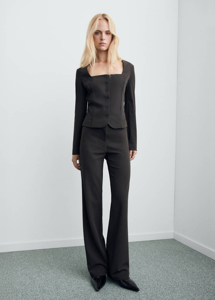 Tailored cropped suit jacket — Grey