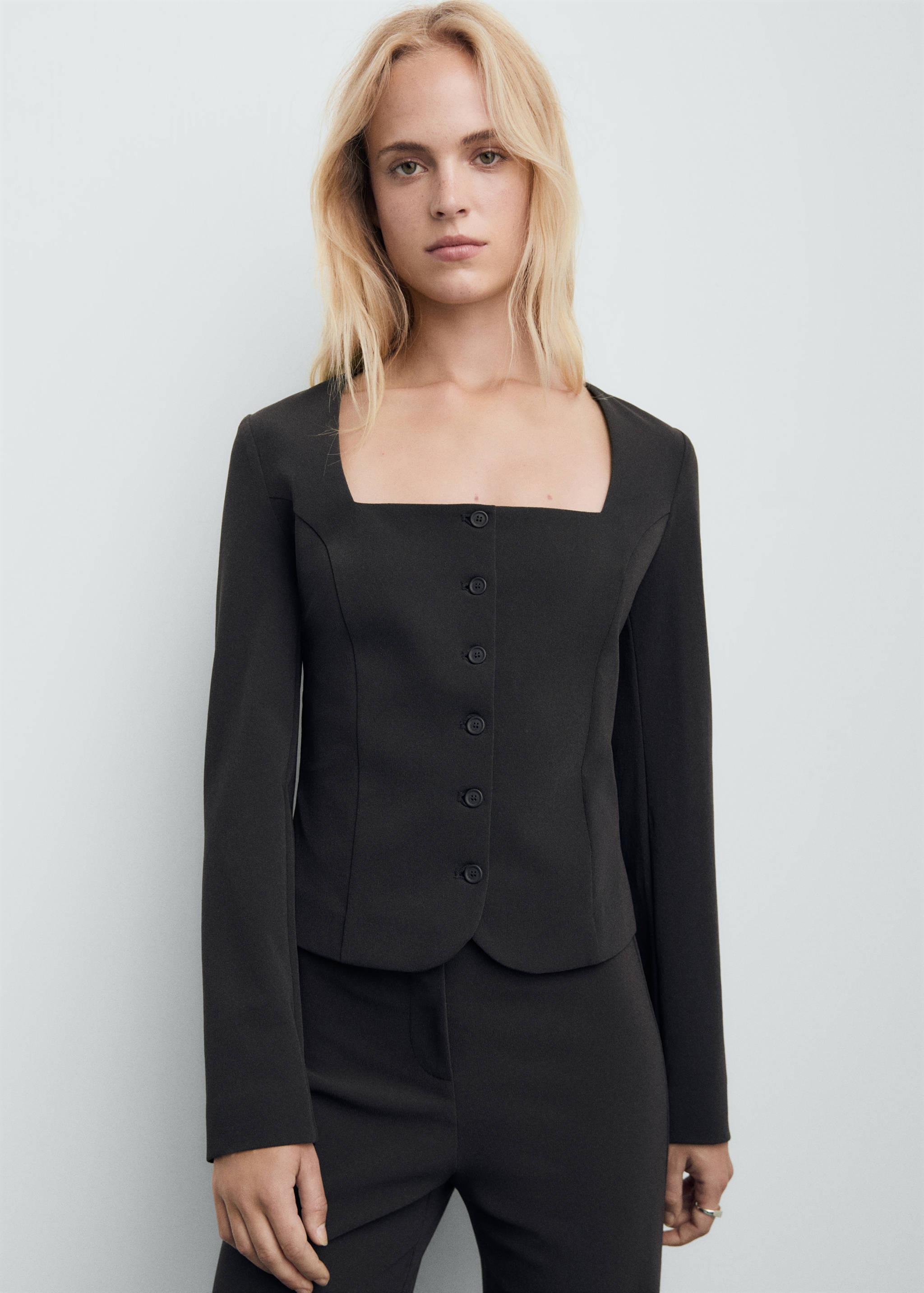Tailored cropped suit jacket - Medium plane