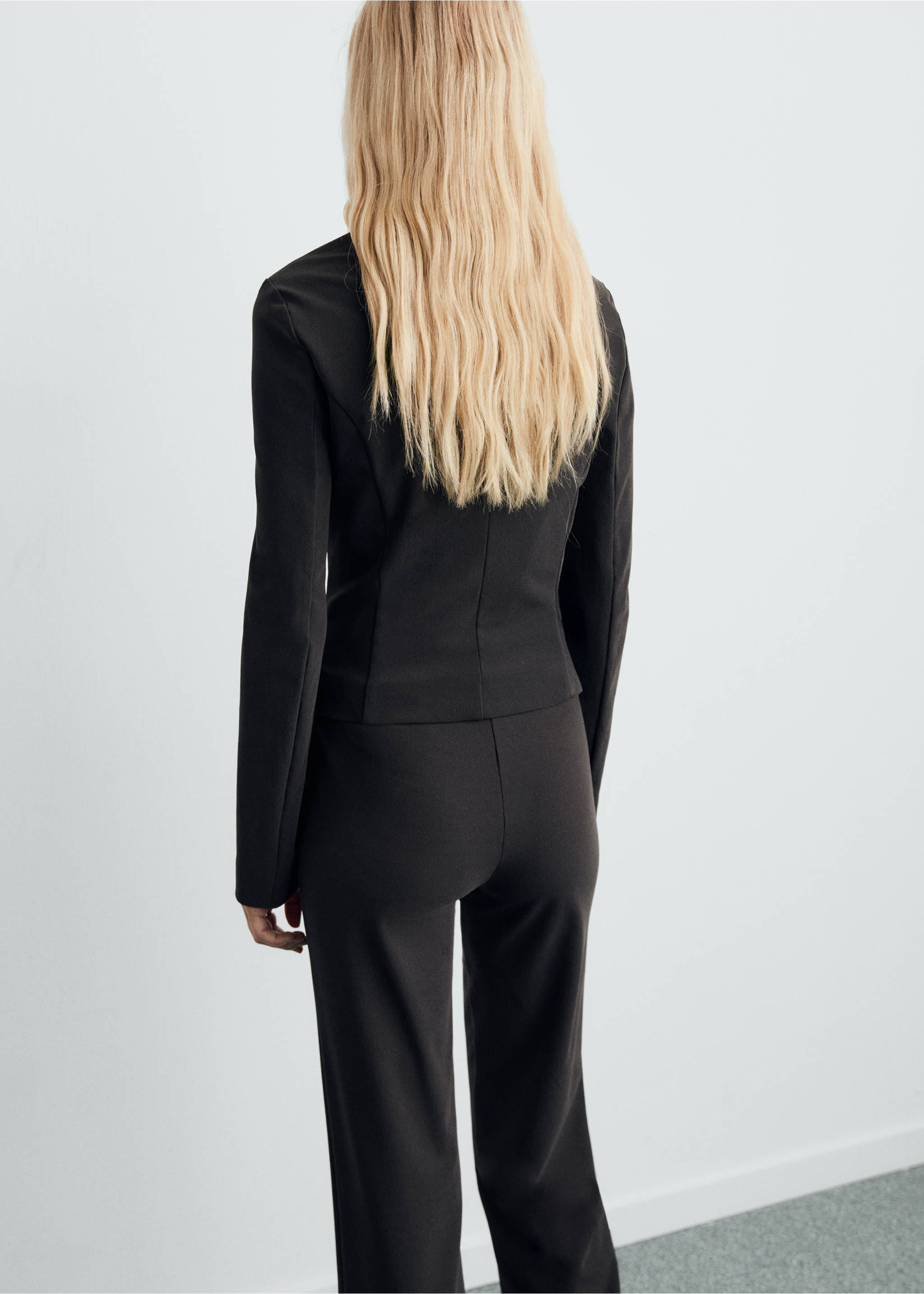 Tailored cropped suit blazer - Reverse of the article, Grey. Ref: 17055827-00.