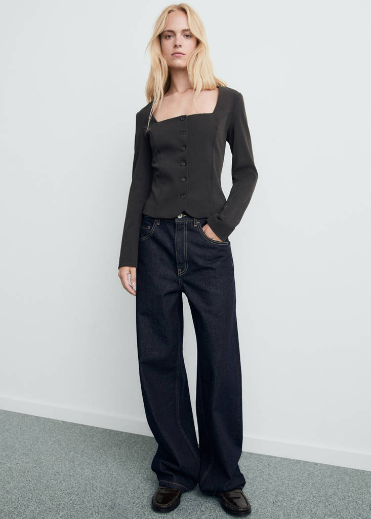 Tailored cropped suit jacket — Grey
