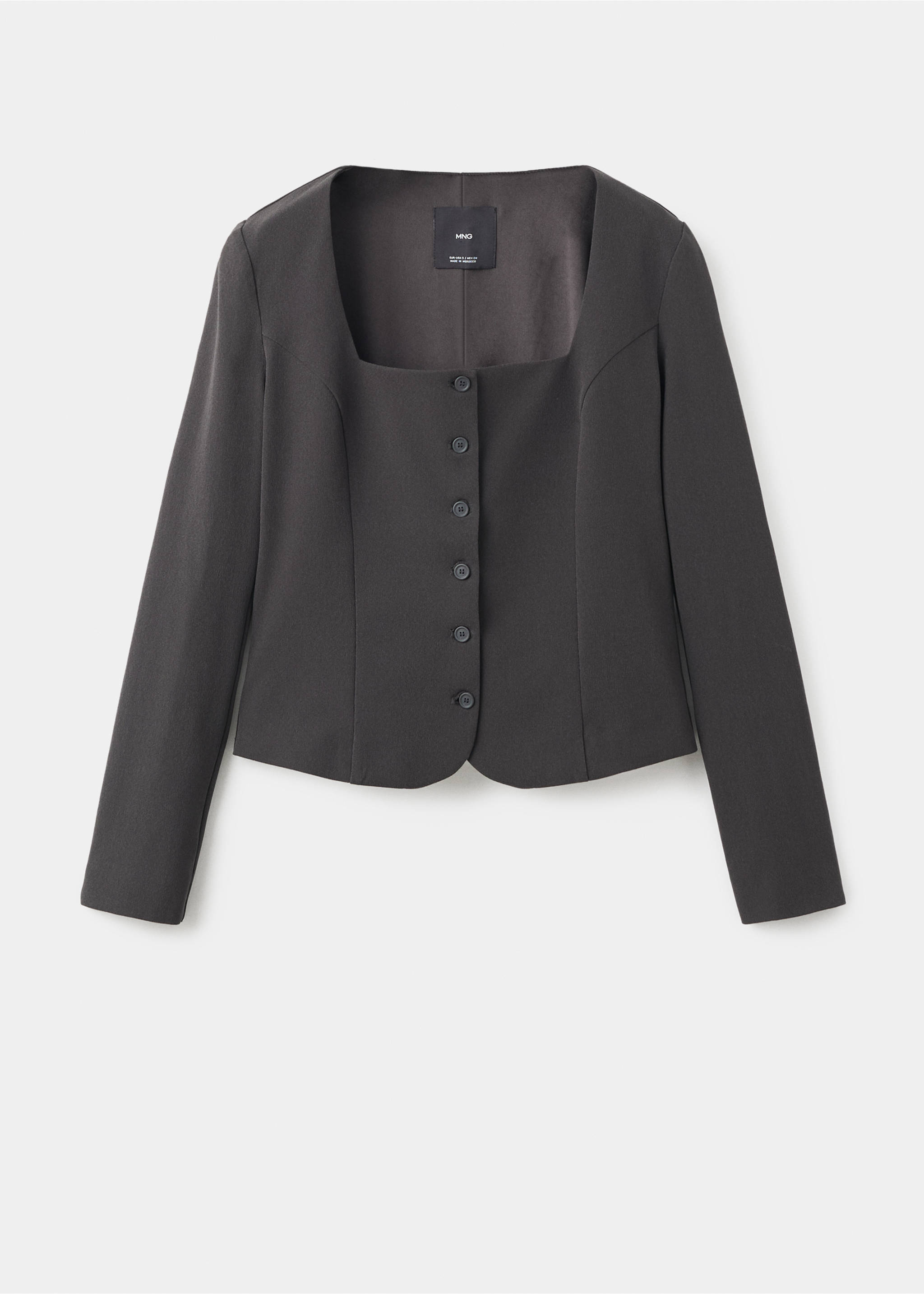 Tailored cropped suit blazer - Article without model, Grey. Ref: 17055827-00.